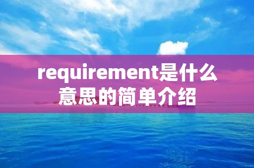requirement是什么意思的简单介绍