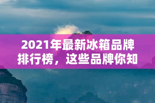 2021年最新冰箱品牌排行榜，这些品牌你知道吗？