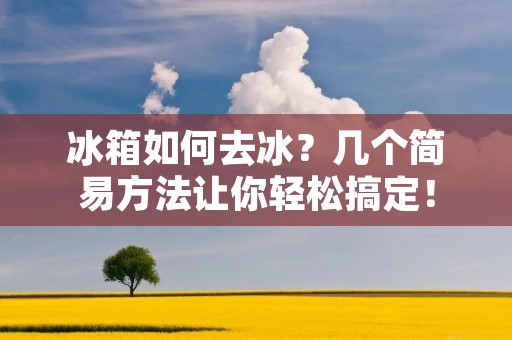 冰箱如何去冰?几个简易方法让你轻松搞定! 冰箱如何去冰?几个简易方法让你轻松搞定!