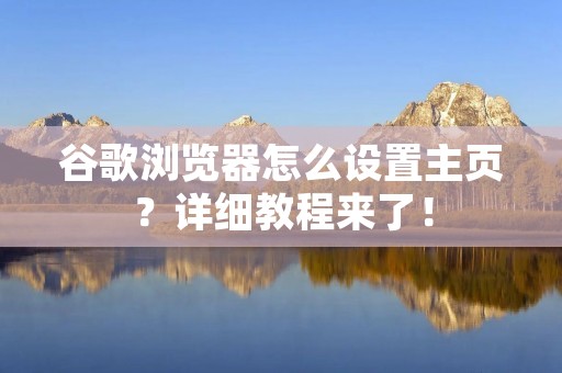 谷歌浏览器怎么设置主页?详细教程来了!