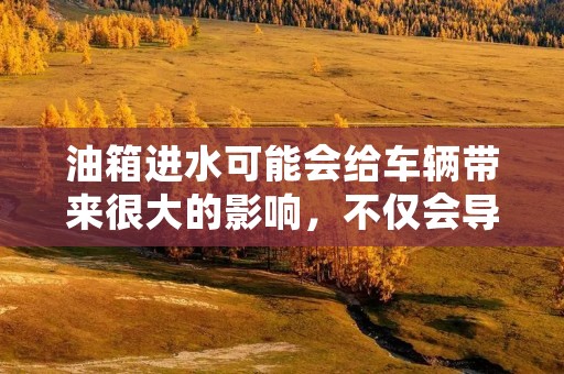 油箱进水可能会给车辆带来很大的影响,不仅会导致车辆无**常行驶,还会对车辆的机械部件造成损坏,影响车辆的安全性。那么,究竟是什么原因导致油箱进水呢?如何解决这一问题?下面就让我们逐一探讨。 油箱进水可能会给车辆带来很大的影响,不仅会导致车辆无**常行驶,还会对车辆的机械部件造成损坏,影响车辆的安全性。那么,究竟是什么原因导致油箱进水呢?如何解决这一问题?下面就让我们逐一探讨。