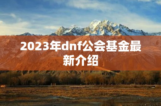 2023年dnf公会基金最新介绍