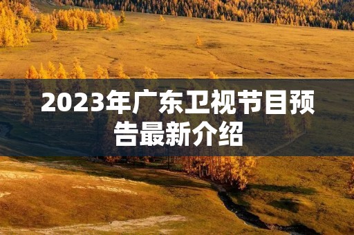 2023年广东卫视节目预告最新介绍