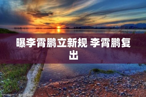 曝李霄鹏立新规 李霄鹏复出