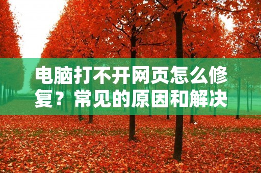 电脑打不开网页怎么修复?常见的原因和解决方法