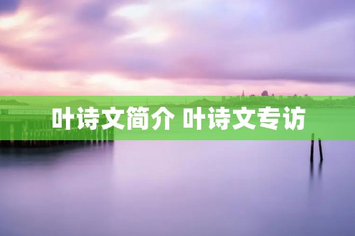 叶诗文简介 叶诗文专访