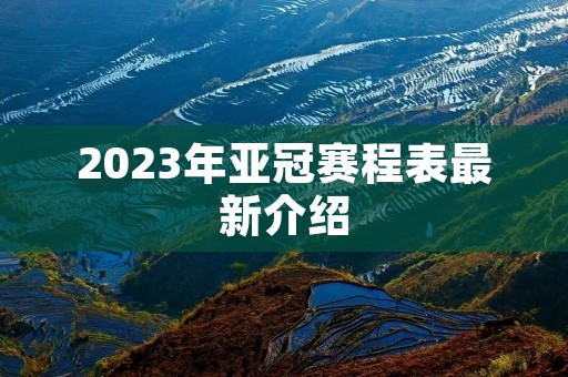 2023年亚冠赛程表最新介绍