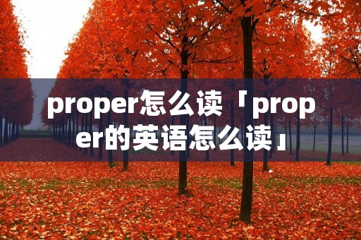 proper怎么读「proper的英语怎么读」