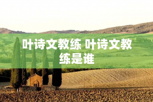 叶诗文教练 叶诗文教练是谁