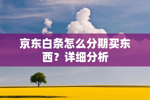 京东白条怎么分期买东西?详细分析