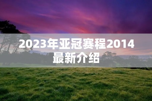 2023年亚冠赛程2014最新介绍