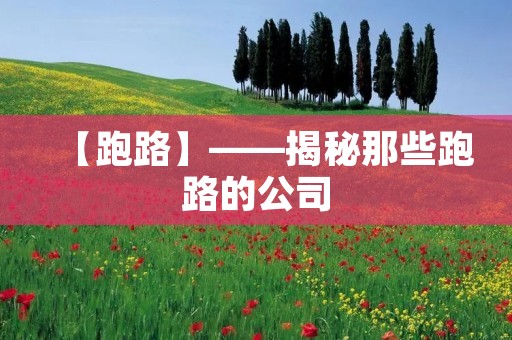【跑路】——揭秘那些跑路的公司