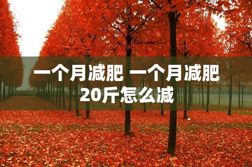 一个月减肥 一个月减肥20斤怎么减