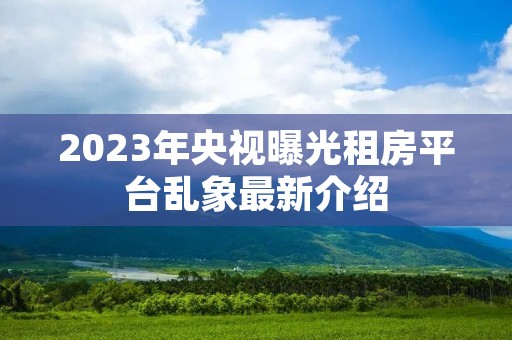2023年央视曝光租房平台乱象最新介绍