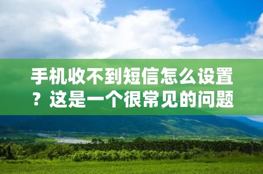 手机收不到短信怎么设置?这是一个很常见的问题,尤其是在我们需要接收重要信息时,手机却收不到短信的时候,我们就会感到十分苦恼。那么,如何解决手机收不到短信的问题呢?下面,我们就来详细了解一下。