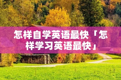 怎样自学英语最快「怎样学习英语最快」