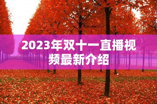 2023年双十一直播视频最新介绍