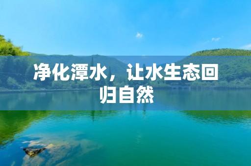 净化潭水，让水生态回归自然
