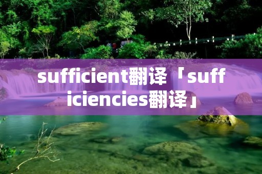 sufficient翻译「sufficiencies翻译」