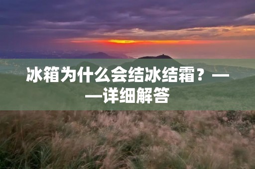 冰箱为什么会结冰结霜？——详细解答