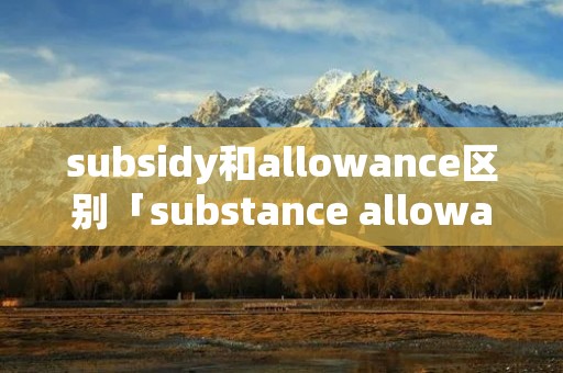 subsidy和allowance区别「substance allowance」