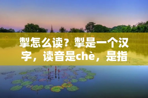 掣怎么读?掣是一个汉字,读音是chè,是指拉、拽的意思。在现代汉语中,掣一词常用于描述拉动物体或者某种机构的动作,也可以用于比喻人的行为或者情感状态。下面将从不同的角度来探讨掣这个汉字的含义和用法。