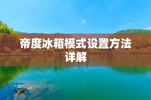 帝度冰箱模式设置方法详解