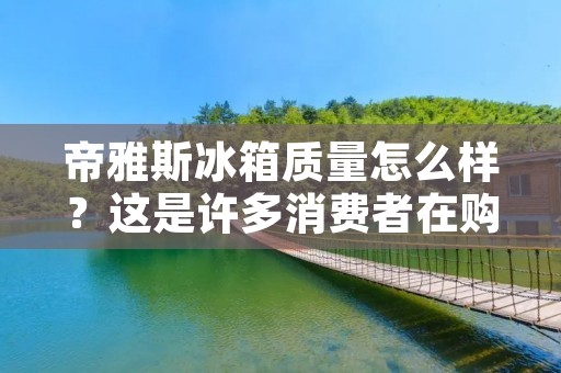 帝雅斯冰箱质量怎么样？这是许多消费者在购买家电时最关心的问题之一。帝雅斯作为一家知名的家电品牌，其冰箱在市场上备受瞩目。那么，帝雅斯冰箱的质量到底怎么样呢？