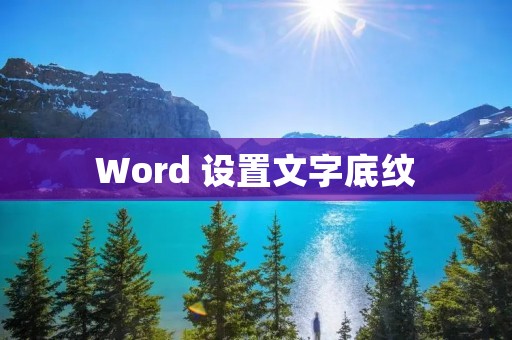 Word 设置文字底纹