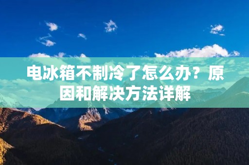 电冰箱不制冷了怎么办？原因和解决方法详解