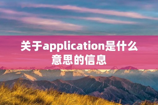 关于application是什么意思的信息 关于application是什么意思的信息