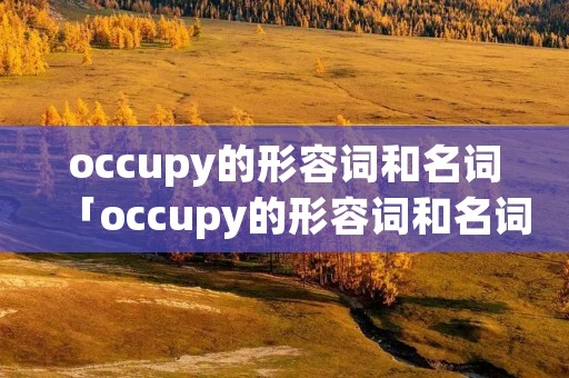occupy的形容词和名词「occupy的形容词和名词形式」