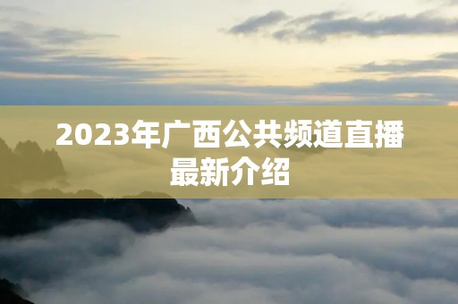 2023年广西公共频道直播最新介绍
