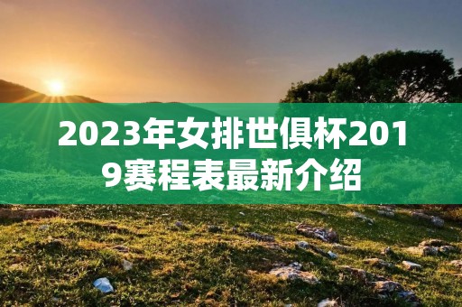 2023年女排世俱杯2019赛程表最新介绍