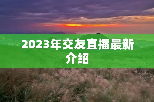 2023年交友直播最新介绍