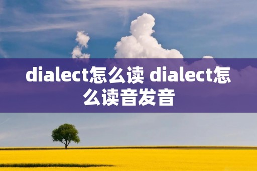 dialect怎么读 dialect怎么读音发音