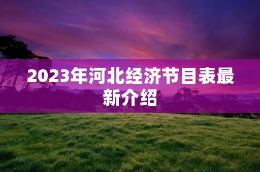 2023年河北经济节目表最新介绍 2023年河北经济节目表最新介绍