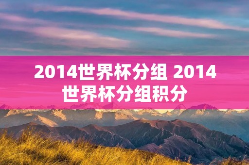 2014世界杯分组 2014世界杯分组积分