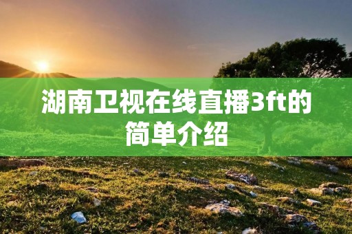 湖南卫视在线直播3ft的简单介绍