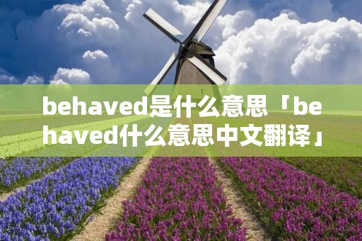 behaved是什么意思「behaved什么意思中文翻译」