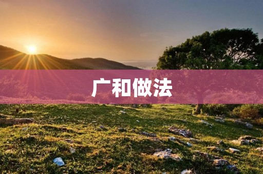 广和做法：传统美食的精髓