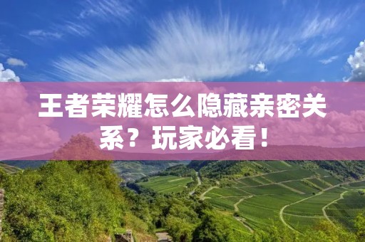 王者荣耀怎么隐藏亲密关系?玩家必看!