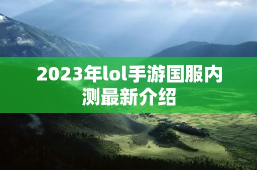 2023年lol手游国服内测最新介绍