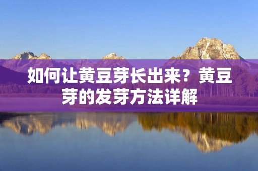 如何让黄豆芽长出来？黄豆芽的发芽方法详解