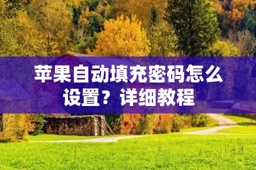 苹果自动填充密码怎么设置？详细教程