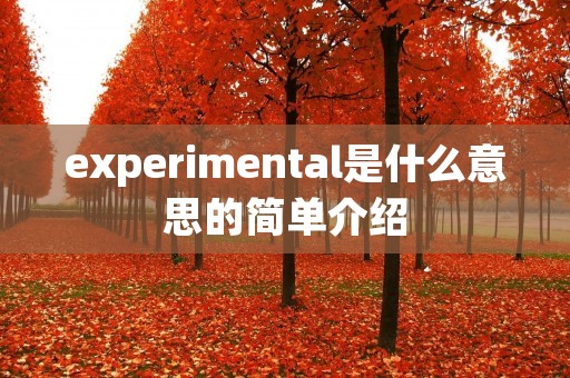 experimental是什么意思的简单介绍 experimental是什么意思的简单介绍