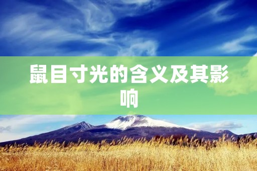 鼠目寸光的含义及其影响