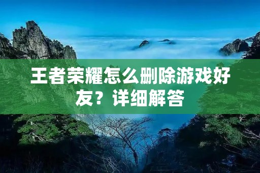 王者荣耀怎么删除游戏好友？详细解答