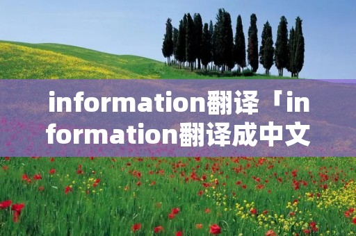 information翻译「information翻译成中文」