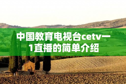 中国教育电视台cetv一1直播的简单介绍